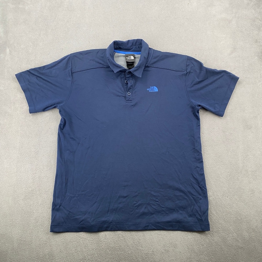 The North Face Mens Large Navy Blue Short Sleeve Performance Polo Shirt Logo
